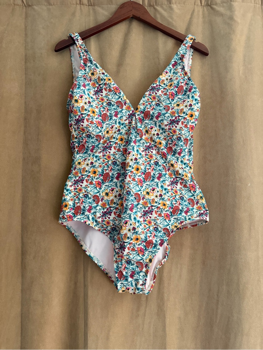 Floral V-Neck One-Piece Swimsuit